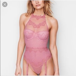 •NWOT• Victoria’s Secret Pink High Neck Lace Teddy